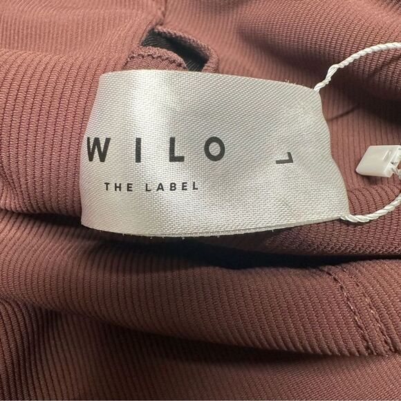 Wilo The Label Crop Top Womens Large Brown Square Neck Ribbed Wireless Stretch - Picture 8 of 12